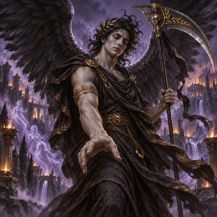 Thanatos, the Gentle End — Mythic Hades unit card art from Twelve Thrones