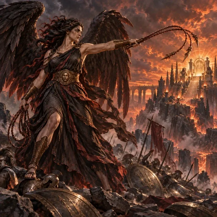 Tisiphone, Voice of Vengeance — Mythic Hades unit card art from Twelve Thrones