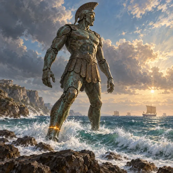 Talos, The Bronze Sentinel — Mythic Mortals unit card art from Twelve Thrones