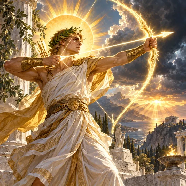 Apollo, Radiant Archer — Mythic Zeus unit card art from Twelve Thrones