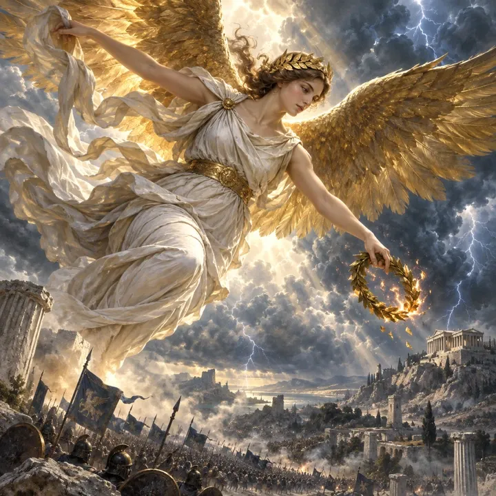Nike, Wings of Victory — Mythic Zeus unit card art from Twelve Thrones