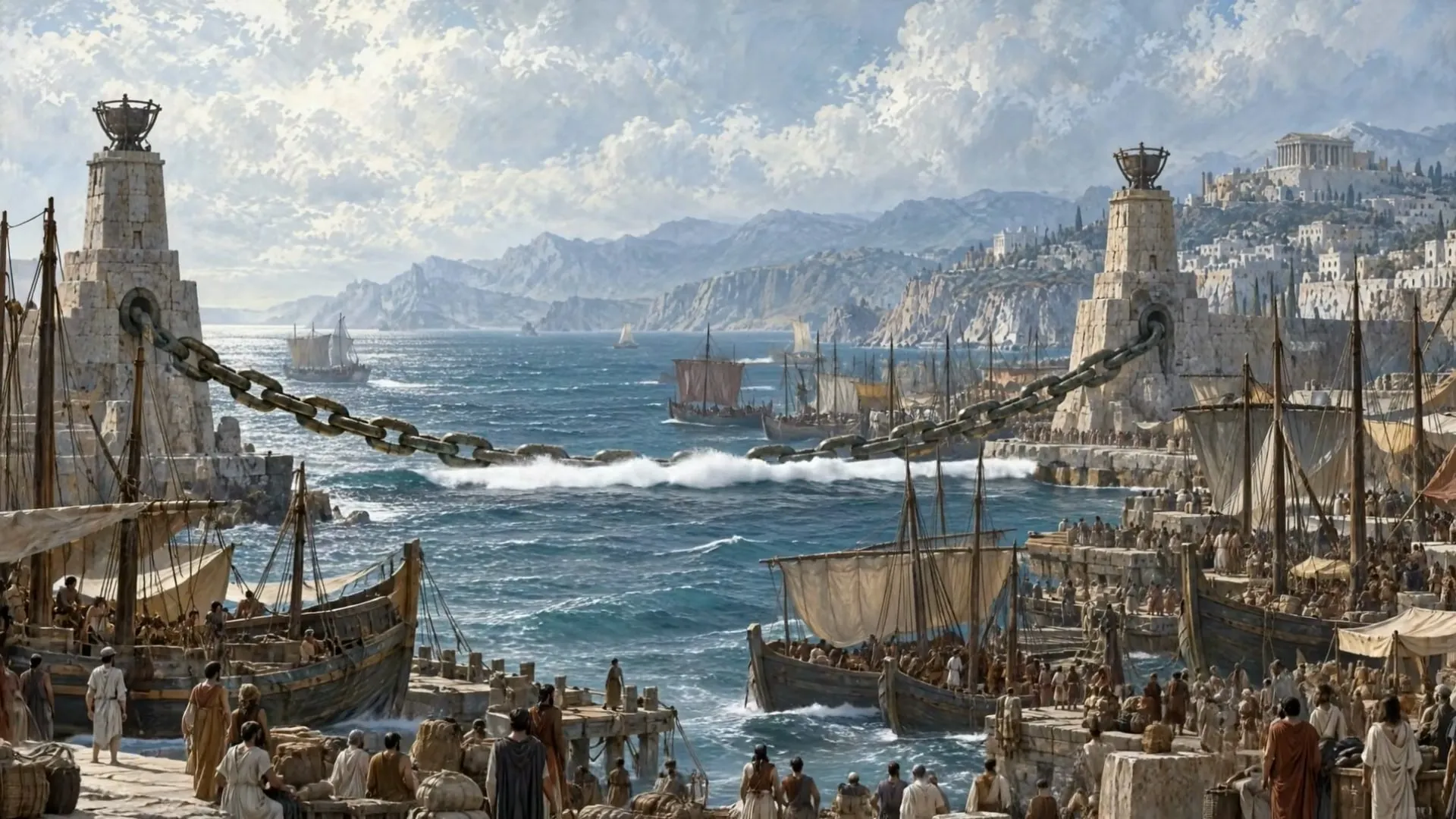 The Sea: the opening establishing shot of The Harbor That Will Not Empty.